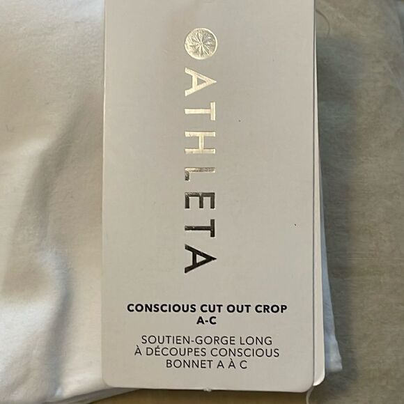 New Athleta White Conscious Cut Out Crop Sports Bra - Picture 2 of 7